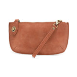 faux suede mini crossbody wristlet clutch