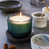 roland pine 6 oz forest green ribbed glass candle