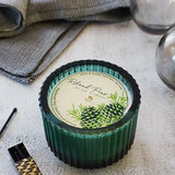 roland pine 6 oz forest green ribbed glass candle