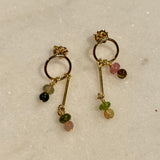 mini charm earrings with tourmaline