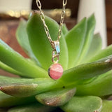 Rhodochrosite tiny charm necklace