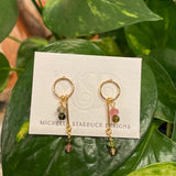 mini charm earrings with tourmaline