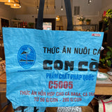 recycled feed bag shopping tote