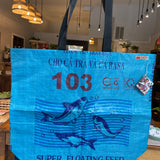 recycled feed bag shopping tote