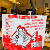 recycled feed bag shopping tote