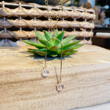 rose quartz open double bar pendant short necklace, gf