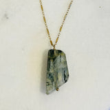moss rutilated quartz bar link chain necklace