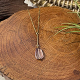 ametrine bar drop slider pendant necklace, gold filled