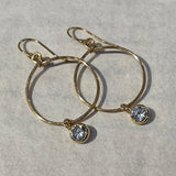 cz cubic zirconia charm round hoop earrings