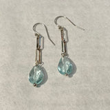 aqua quartz double link earrings, sterling