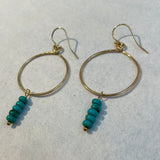 embellish x rach b - turquoise 5-stone linear drop small hoop earring