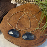 embellish x rach b - blue sodalite quartz tri hoop earrings