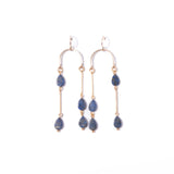 lapis teardrop asymmetrical chandelier earrings