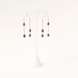 lapis teardrop asymmetrical chandelier earrings