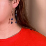 lapis teardrop asymmetrical chandelier earrings