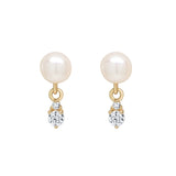 10k solid gold pearl w/ hanging CZ studs