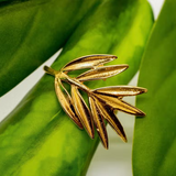 brass wispy leaf ring