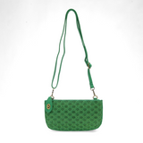 lattice woven mini crossbody wristlet clutch