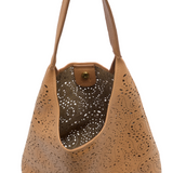 lazer cut eyelet hobo bag