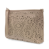 lazer cut eyelet quinn convertible crossbody clutch