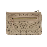 lazer cut eyelet quinn convertible crossbody clutch