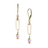 Small Gold Dangle Earrings: lilac + cream argan drop