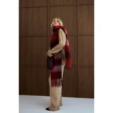 the reykjavik scarf, 100% recycled, burgundy check