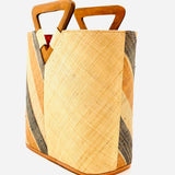 zuki two tone straw handbag