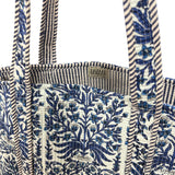 Quilted Cotton Bag - Decorative Blue Floral