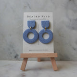 round polymer clay long dangle post earrings