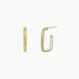 cream enamel large rectangle gold hoop earrings