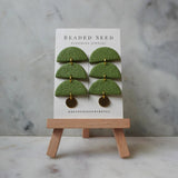 olive green half circle dangle statement earrings