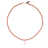 mother of pearl fish charm beaded necklace