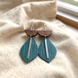 sage teardrop earrings with wood
