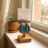 sage teardrop earrings with wood