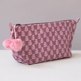 orchid pink block printed makeup pouch