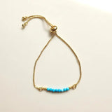 18k gold filled adjustable gemstone beaded bracelet