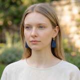 Sienna Stud Earrings in Navy Blue Leather