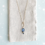 Blue Sea Kyanite Little Gemstone Drop Necklace