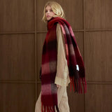 the reykjavik scarf, 100% recycled, burgundy check