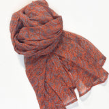 tropic coral block printed scarf