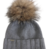 new cashmere blend cuff hat w/ faux fur pompom
