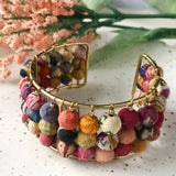 triple stacked kantha cuff