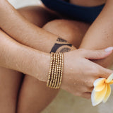 classic gold beaded waterproof stretch bracelets