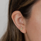 pave peace sign stud