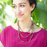 kantha bead long necklace