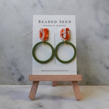 round dangle drop neutral clay earrings