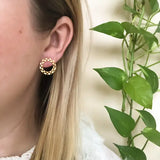 checkered circle studs