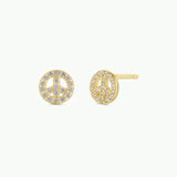 pave peace sign stud
