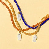 mother of pearl fish charm beaded necklace